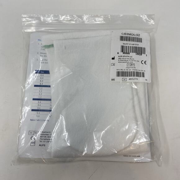 Cool Blue Prosthetic Socks 3 Ply, Size 1, 2 Length 22-26 White Green Trim NEW - Picture 2 of 3